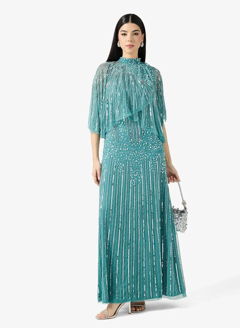 Amelia Rose  Flared Sleeve Sequin Maxi Dress for Women | Best Price UAE